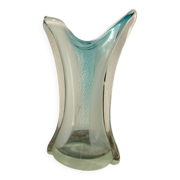 Vase en verre de Murano, cyan-transparent