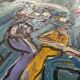 Large Oil on Canvas Alain Duperay Café Terraces 14 July