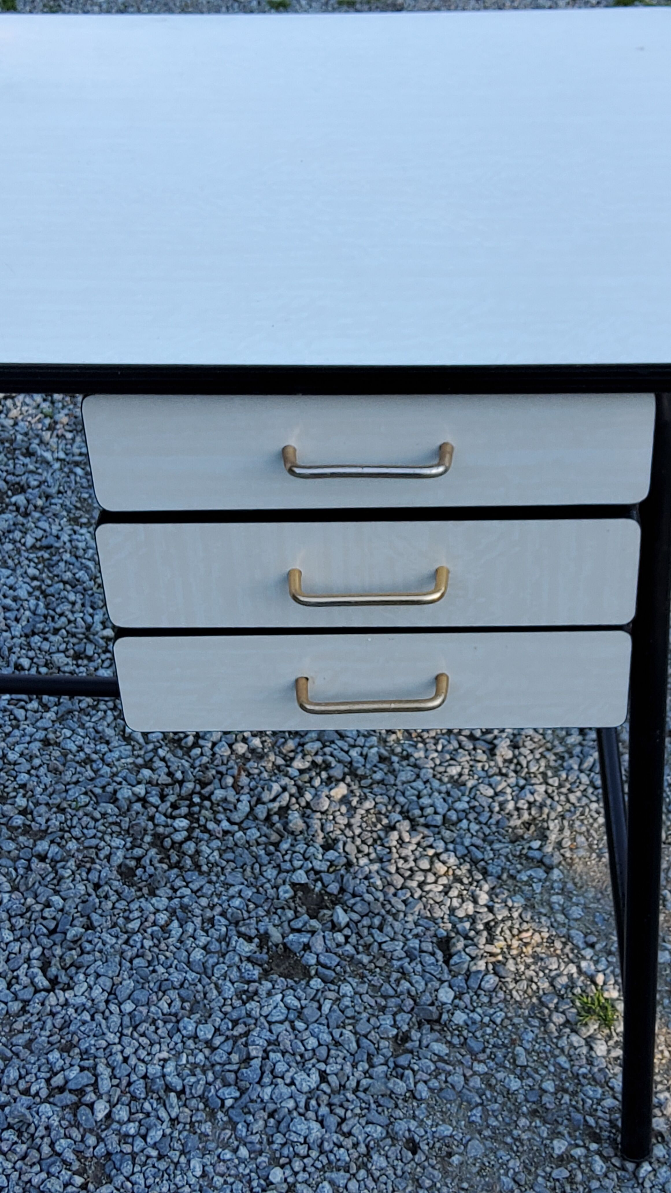 Office of 50/60s in formica base tubes black metal 3 drawers