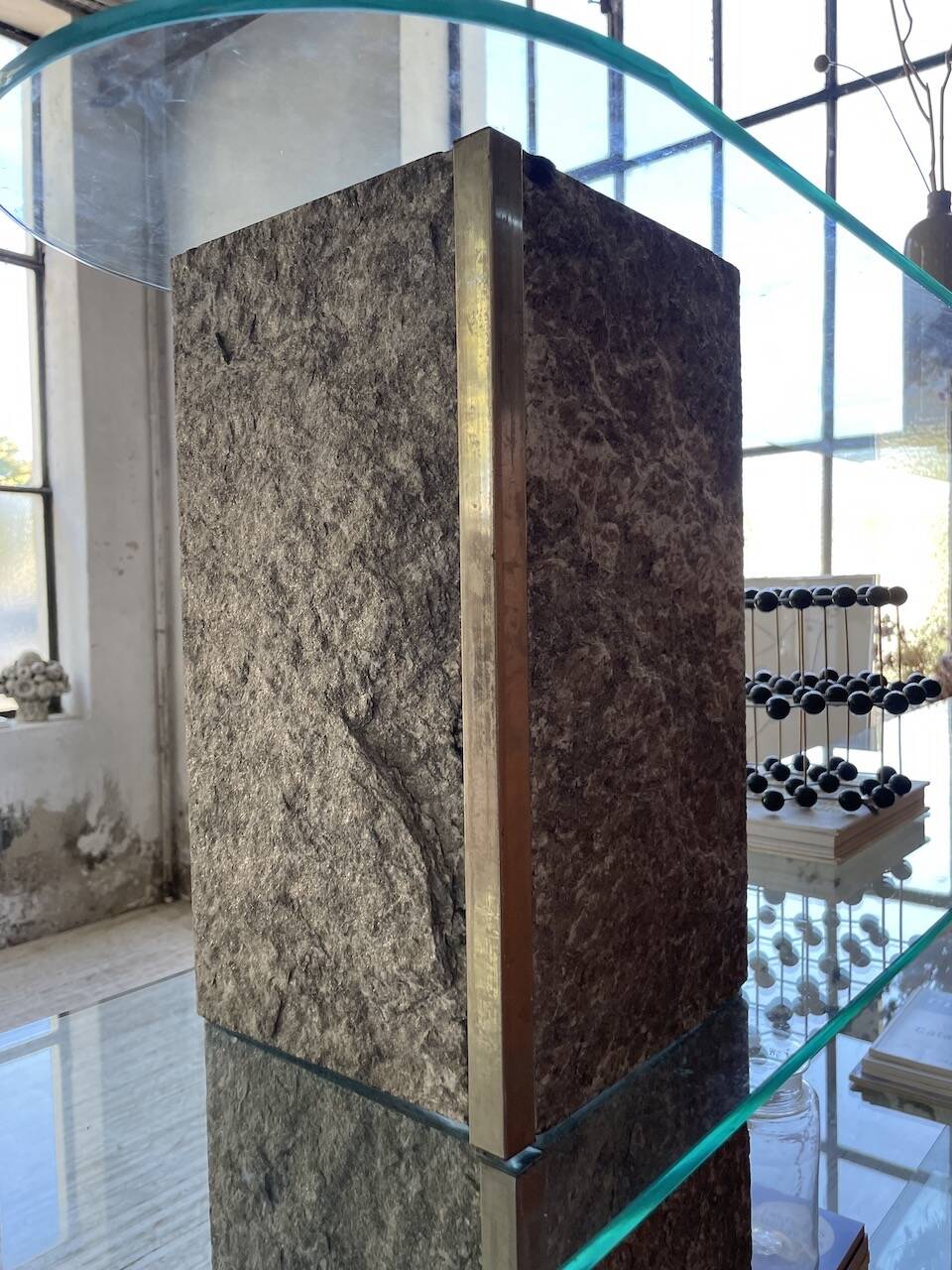 Roche Bobois stone and glass sculpture shelf 1970s