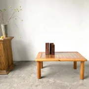 Scandinavian coffee table in solid pine and glass, 1970s