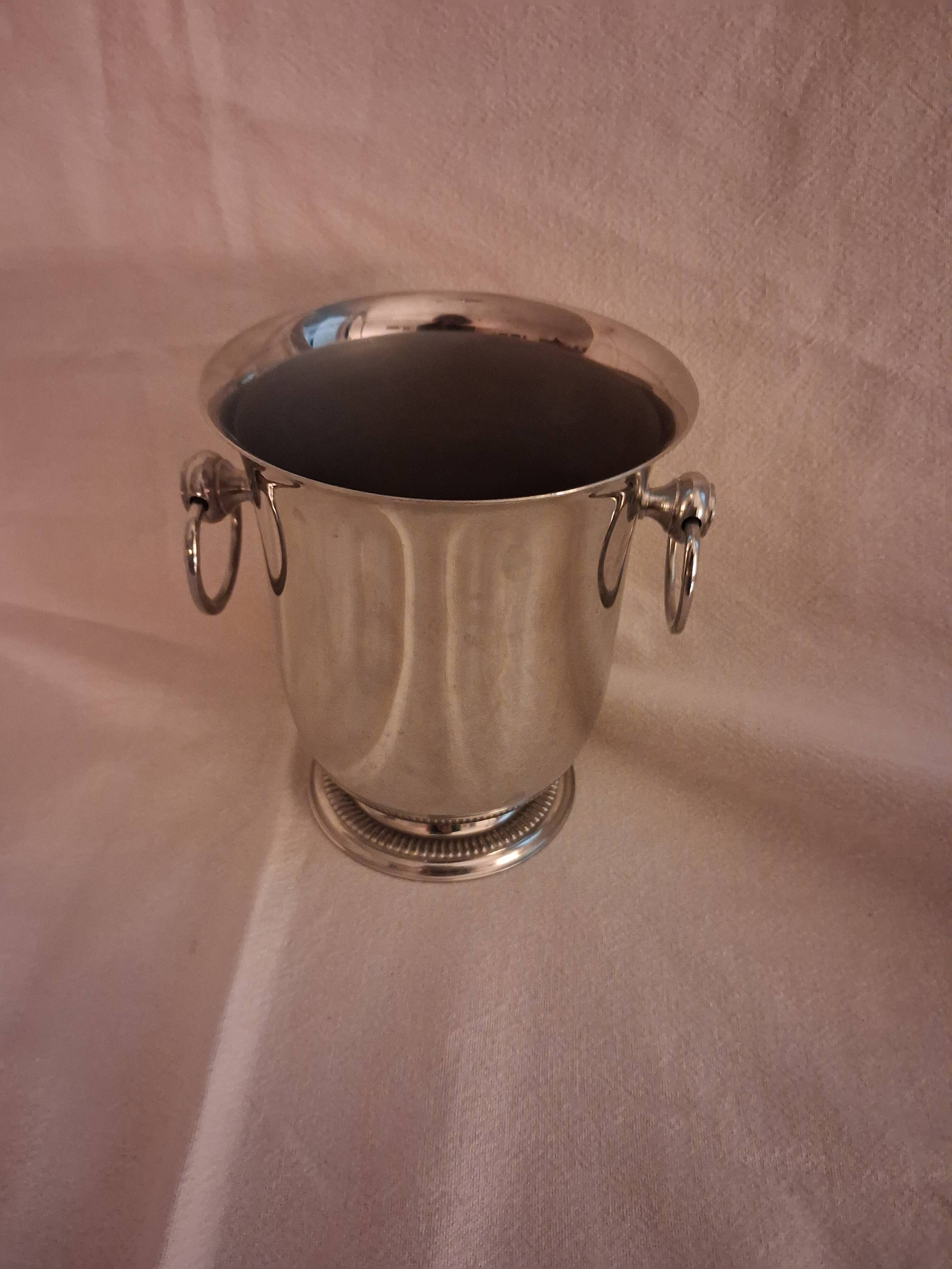 Small "refreshment" or ice bucket, in stainless steel, silversmith Jean Couzon.