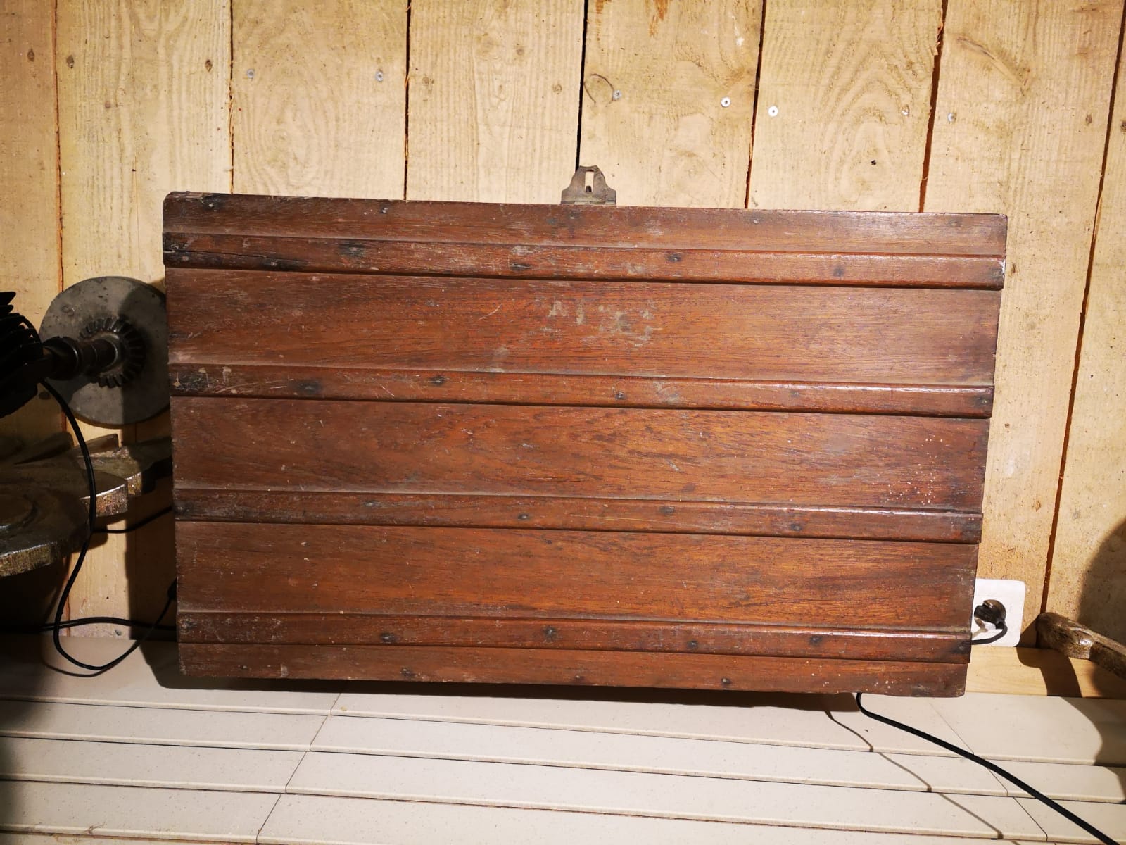 Old mahogany wooden trunk