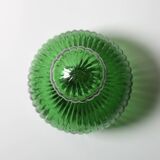 Vintage Emerald Green Glass Decanter / Rare Bottle with Stopper / Empoli