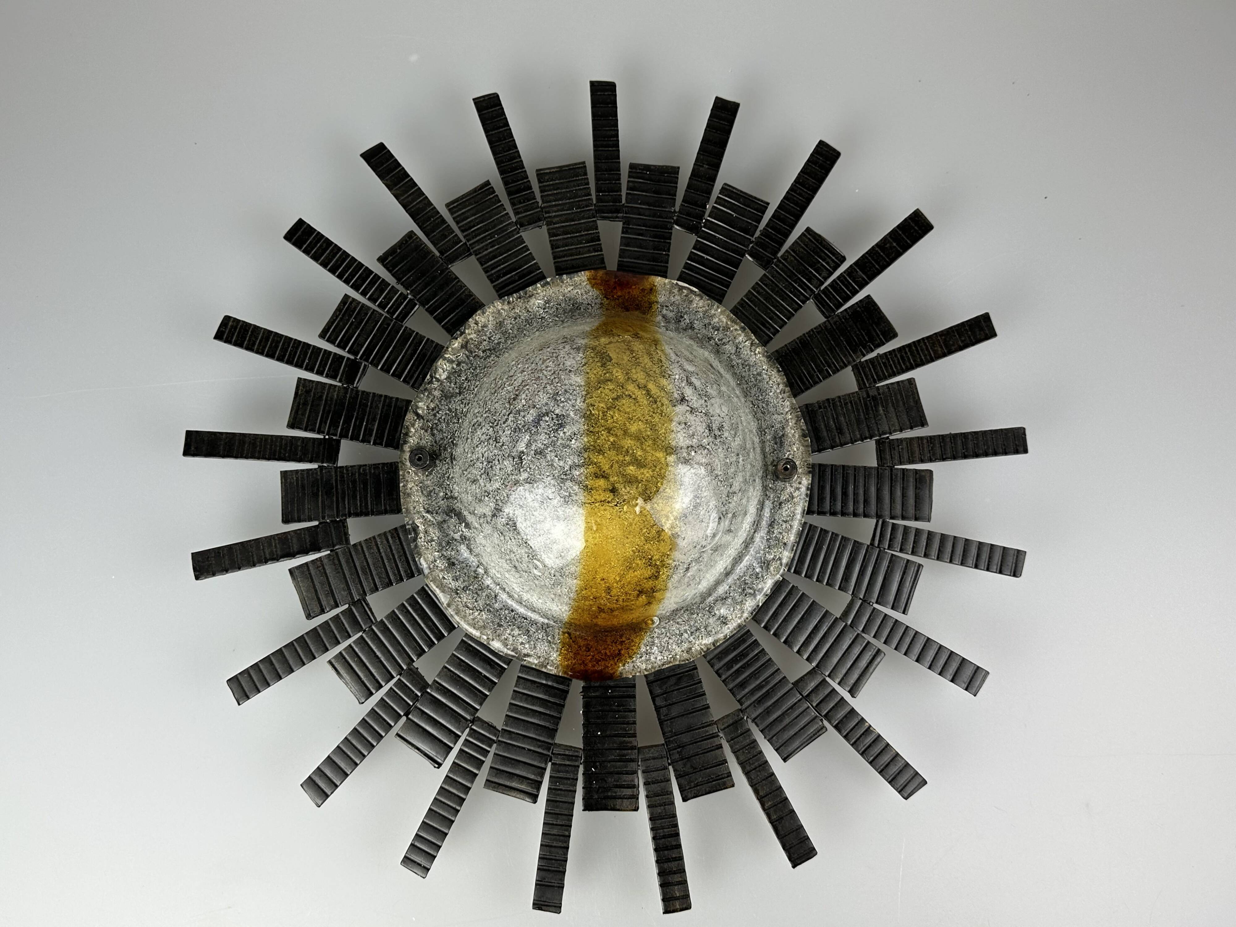 60s 70s Brutalist wall lamp wall light iron & glass by Honsel Leuchten