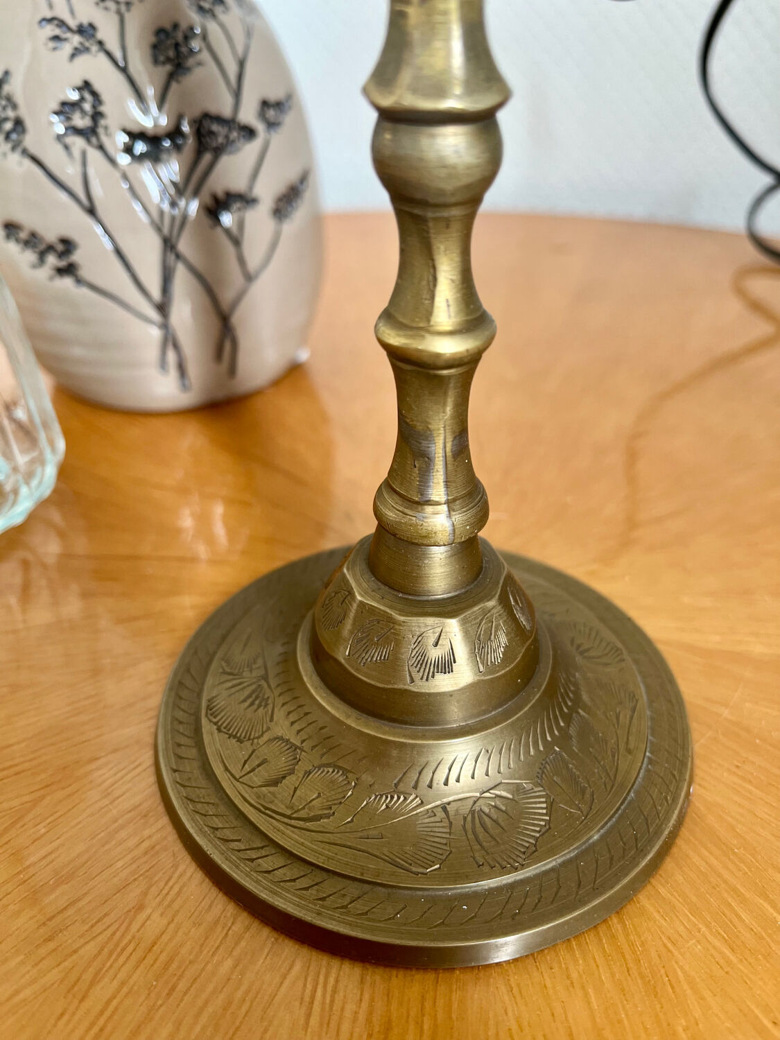 Golden brass candle holder lamp