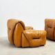 Ensemble de deux chaises longues en cuir cognac italien