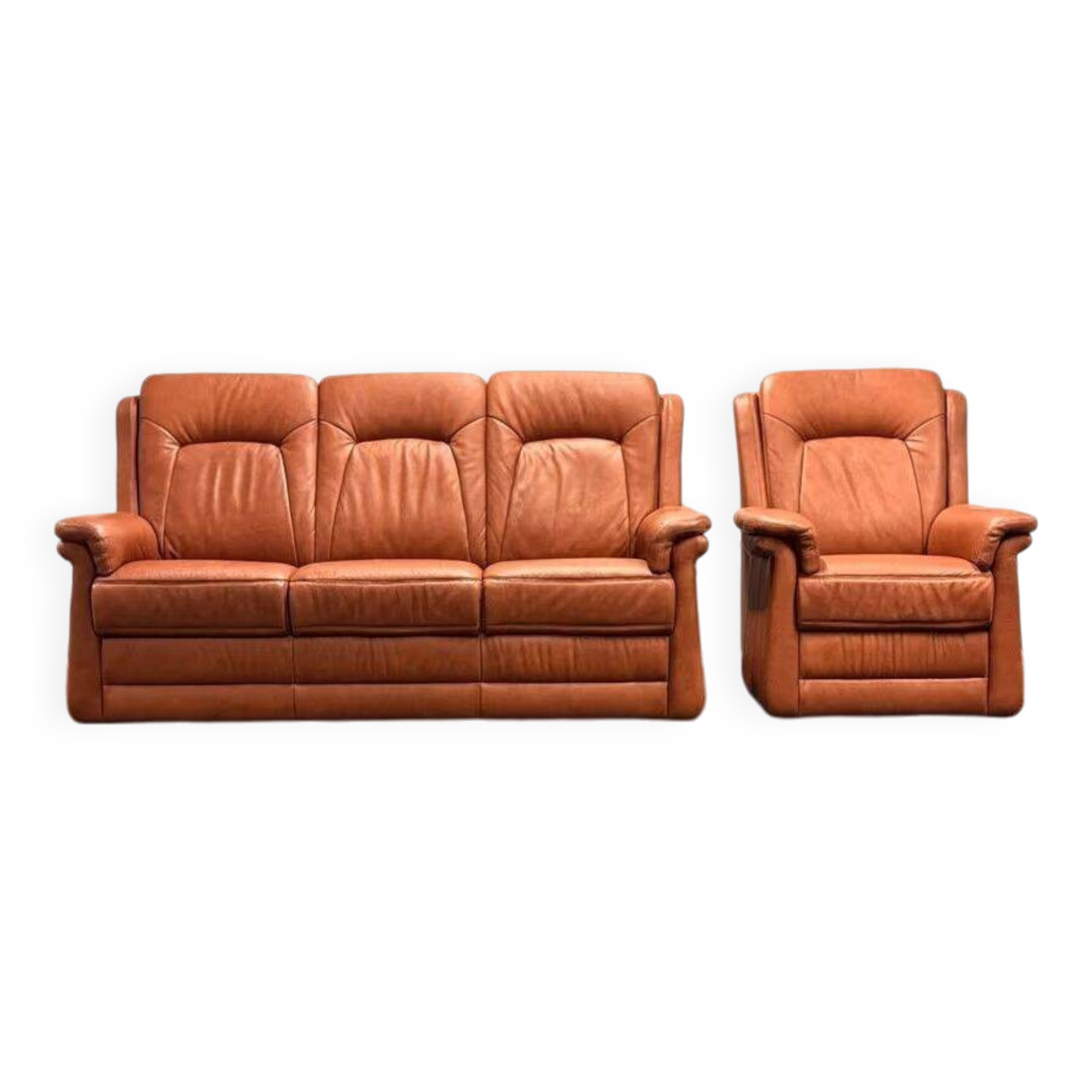 Leather  2-piece set-sofa and armchair from Elastoform