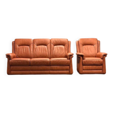 Leather  2-piece set-sofa and armchair from Elastoform