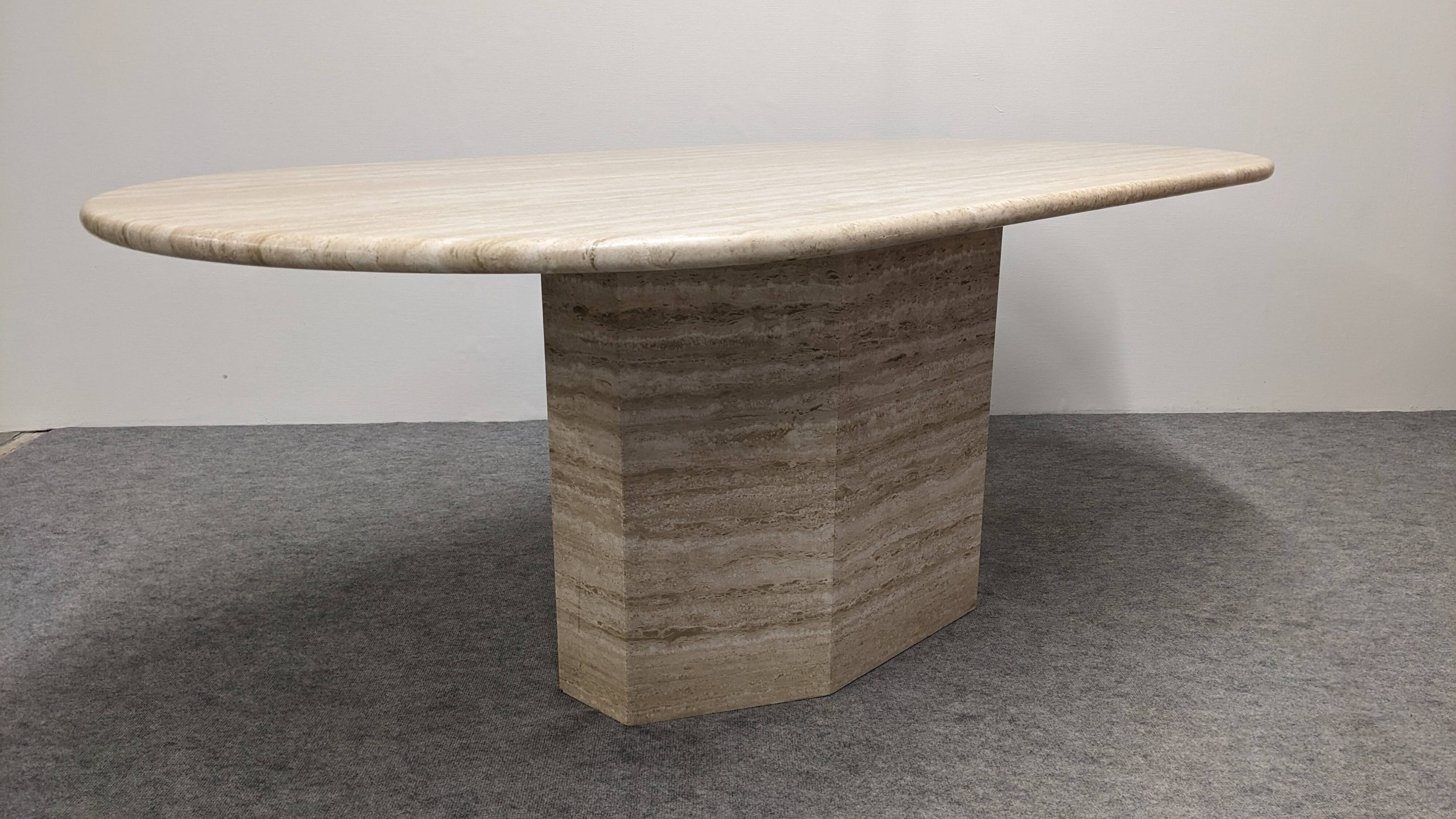 XL dining table in travertine, Italy circa 1970