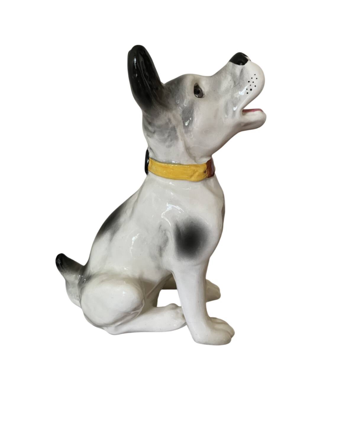DESVRES earthenware dog with sulphide eyes, 1950