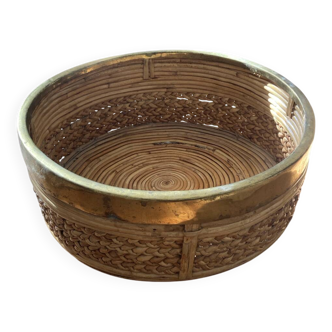 Brass rattan basket