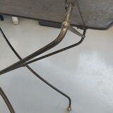 Folding metal and stripped garden table