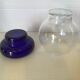 Paire de bougeoirs bleu cobalt en verre