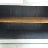 Art Deco sideboard patinated pearl gray, oak top.