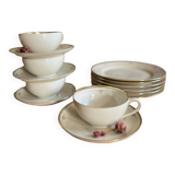 Dessert service: plates, cups and saucers