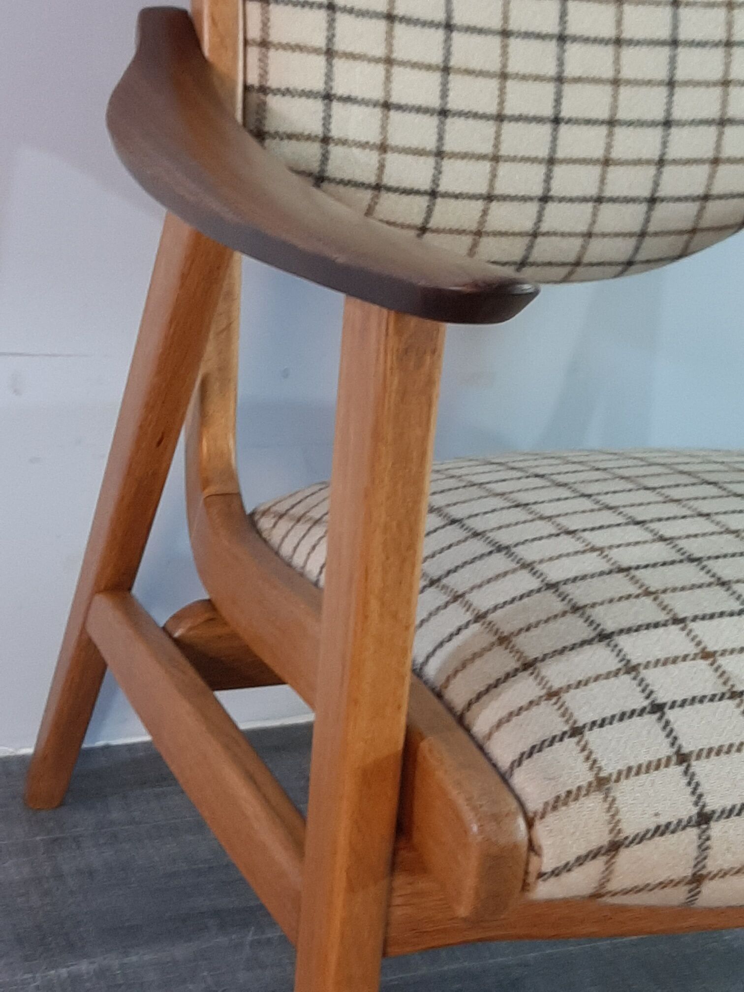 Danish Oak and Wool Chair, Mid-Century Scandinavian 1950s