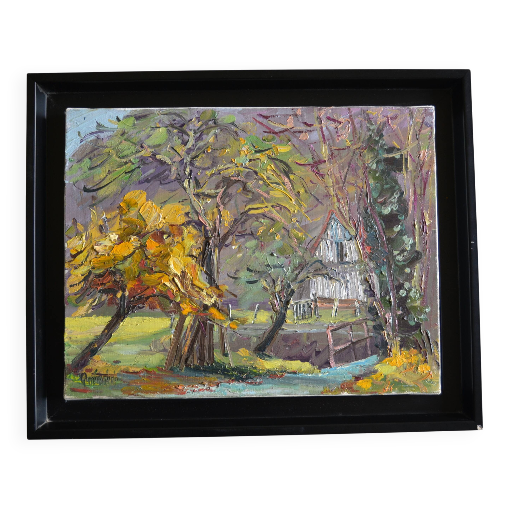 Rural landscape painting HST signed and framed