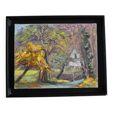 Rural landscape painting HST signed and framed
