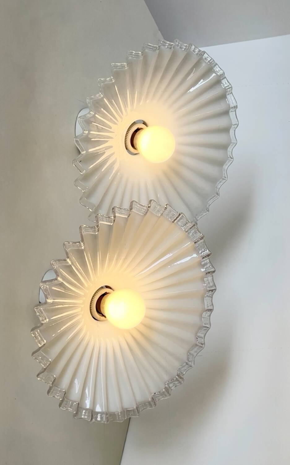 Pair of opaline and porcelain sconces