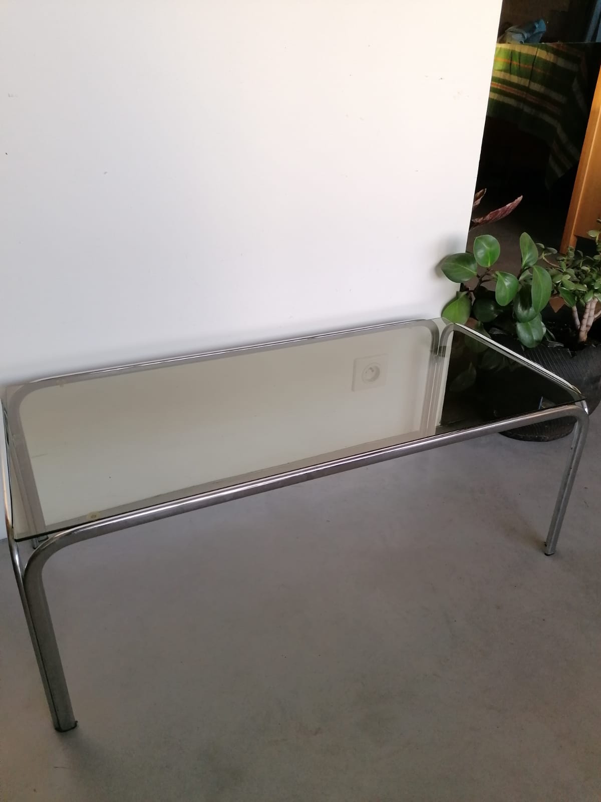 Glass and chrome coffee table