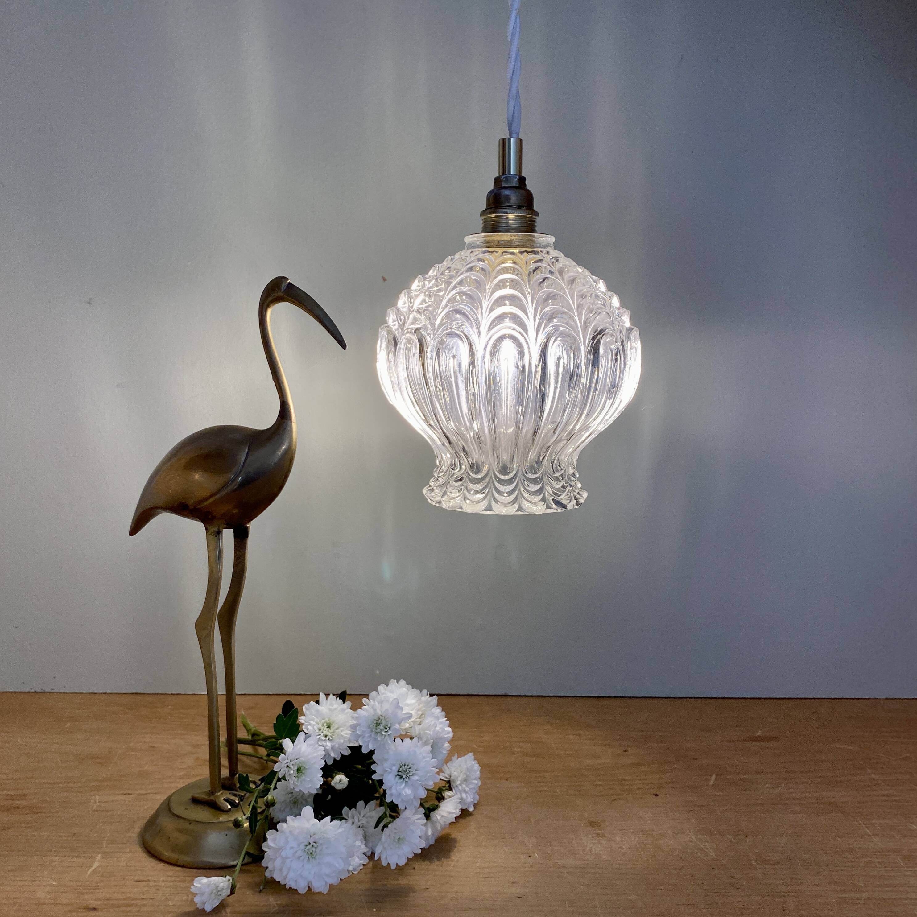 Vintage globe pendant in molded glass