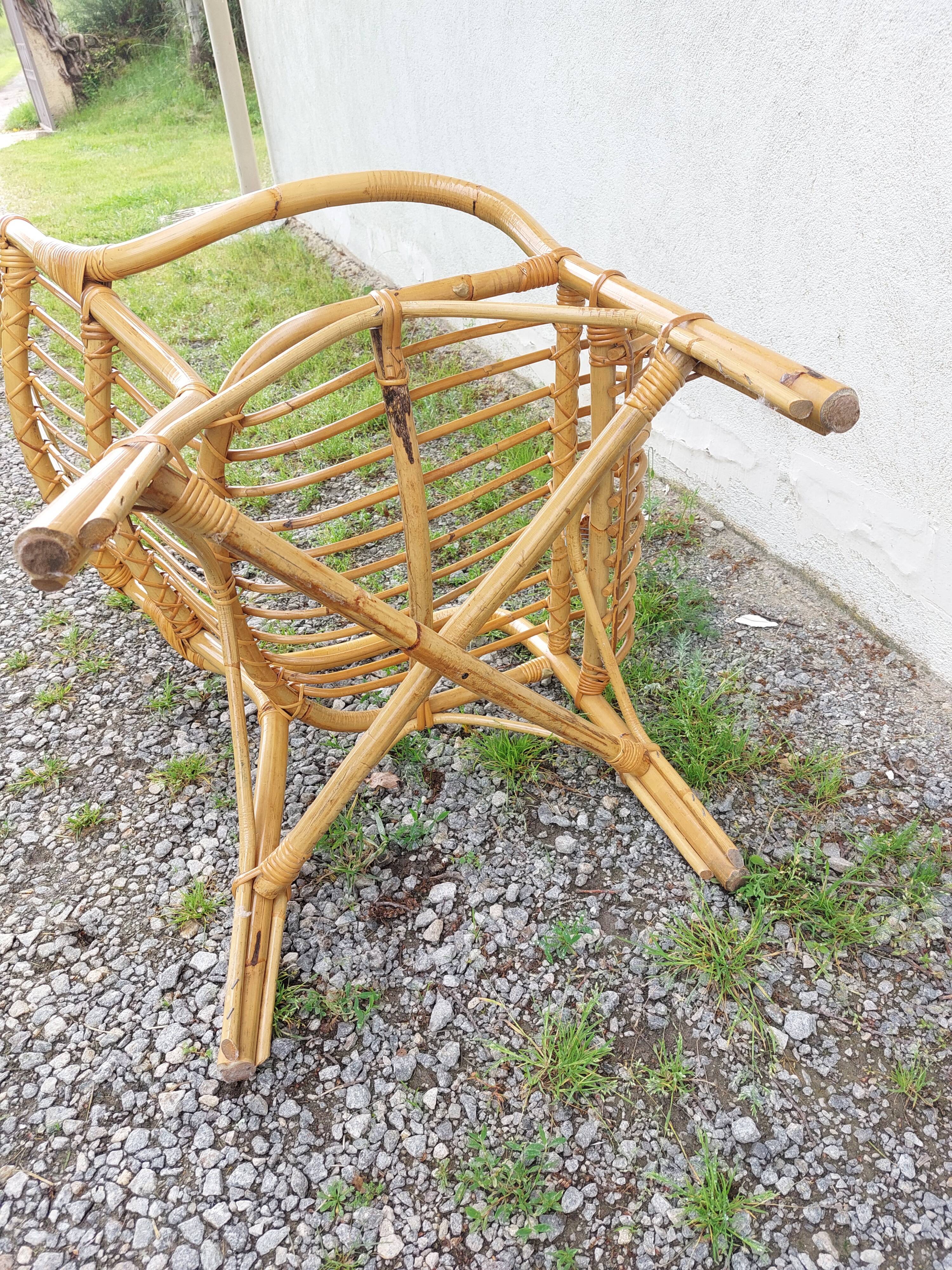 wicker armchair, bamboo wood