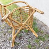 wicker armchair, bamboo wood