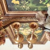 Duo of small brass candlesticks