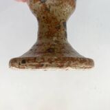 Pair of old pyrite stoneware mazagrans, stemmed glasses, thick base, vintage duo set