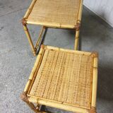 Mid-Century Rattan Nesting Tables
