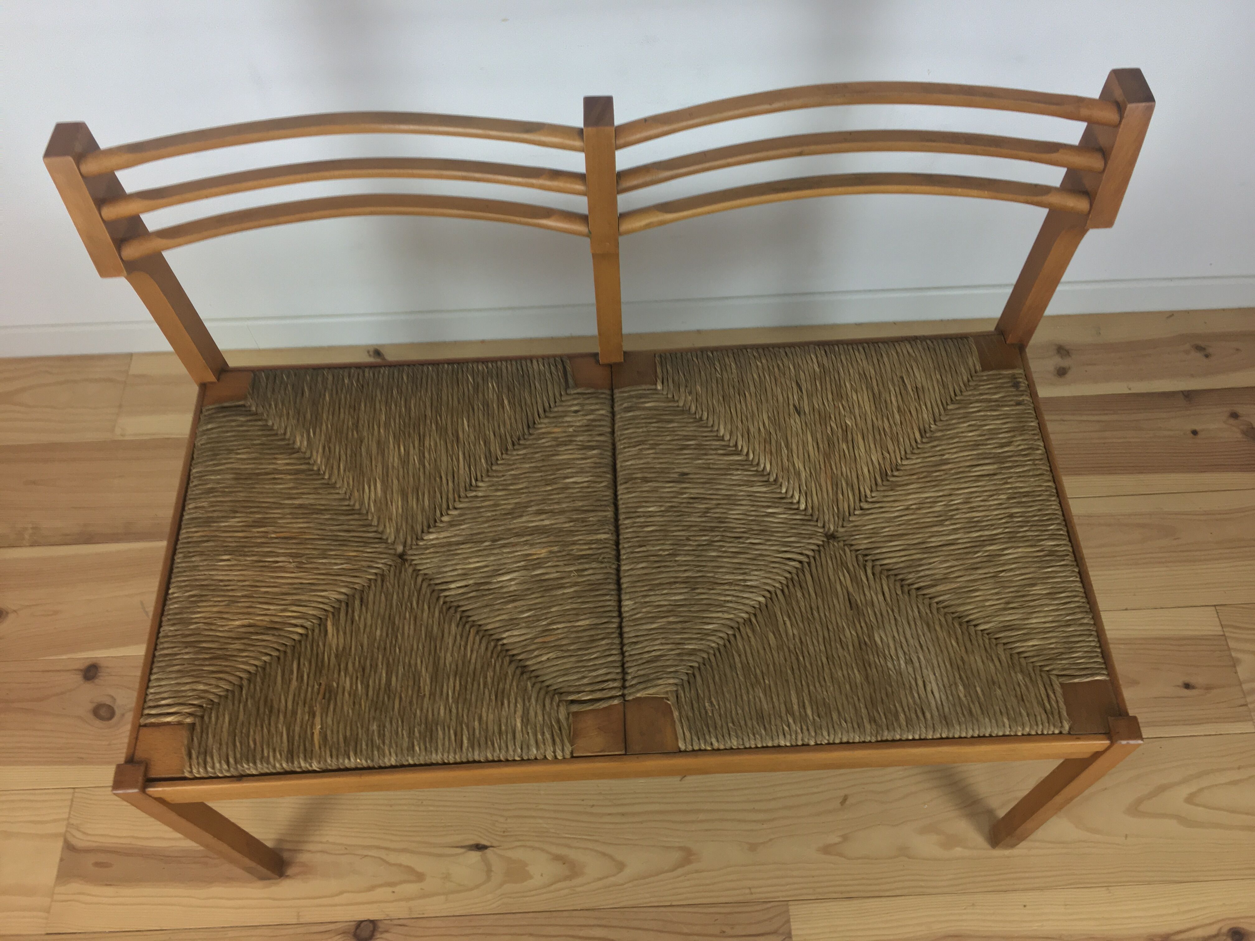 Wooden mulched modernist bench in 1950s