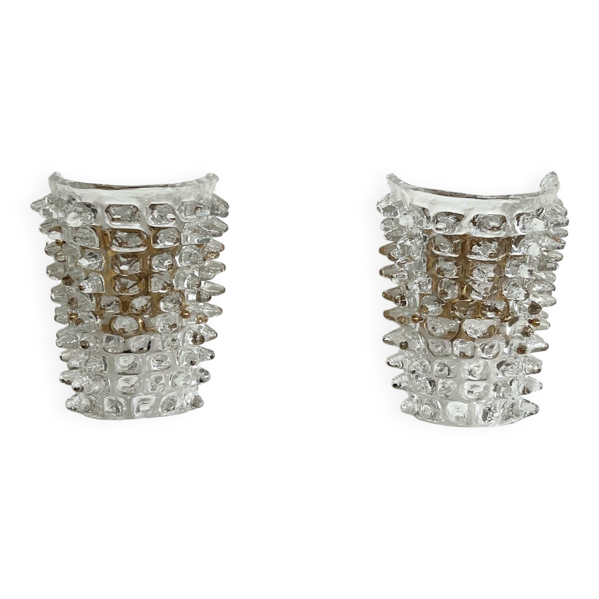Murano Glass and Brass Wall Lights or Sconces in Barovier Style