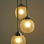 french art deco light in chrome with 3 floral opaque glass shades