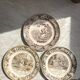 Set of 3 talking plates in Montereau earthenware "Louis Lebeuf Montereau"