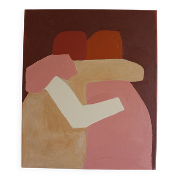 Peinture figurative minimaliste version burgundy "ne me quitte pas"