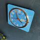 Vintage formica clock rectangular silent wall clock "Carrez blue"