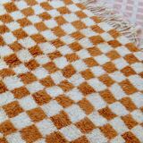 Berber rug in brown and beige check pattern - 206 x 154 cm