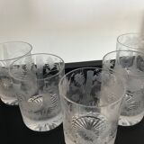 Série de 5 verres à whisky en cristal ciselé