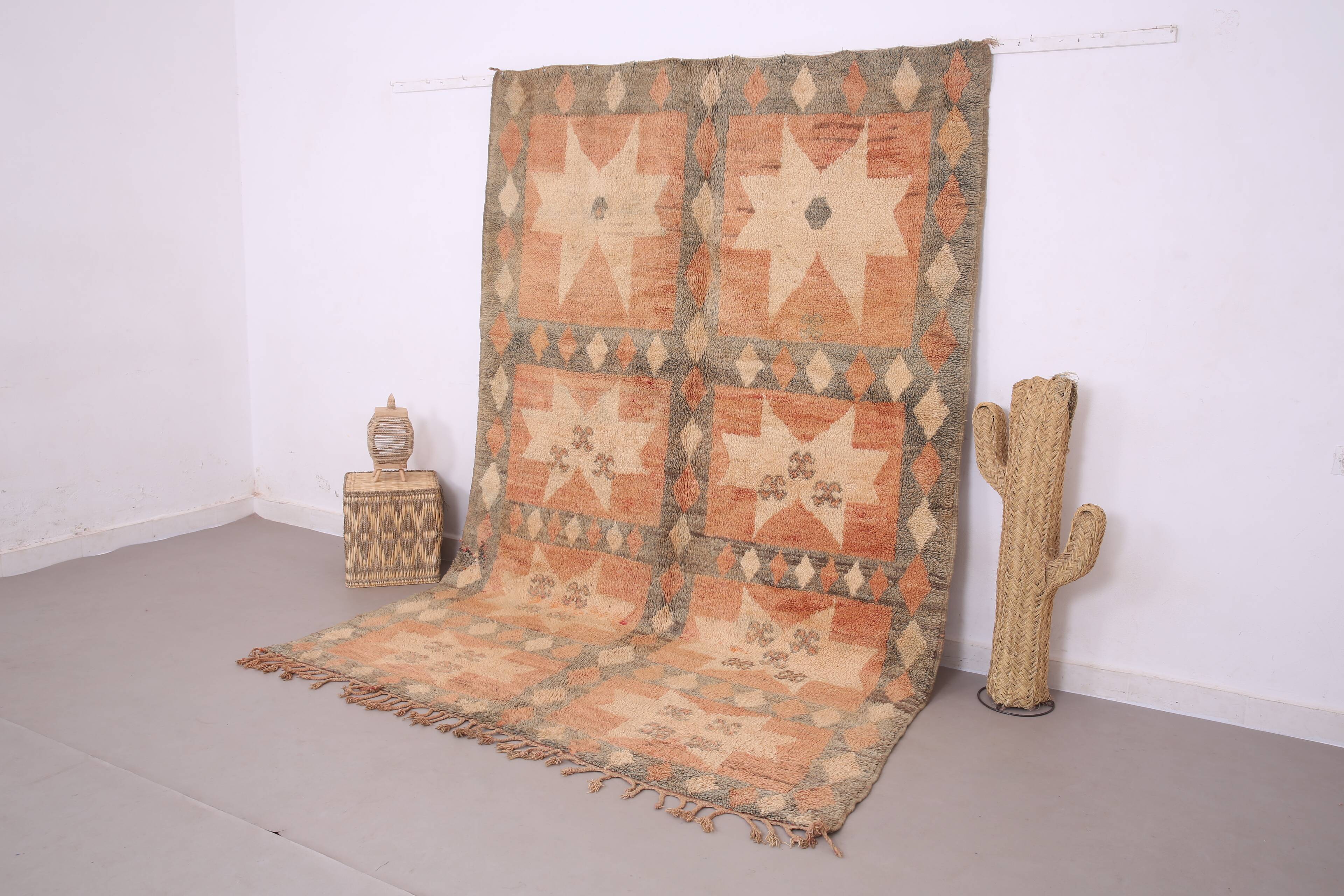 Peach Vintage Moroccan Rug 200 x 298 cm - Berber Wool Rug - Handmade Rug