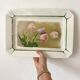 Antique decorative dish with painted flowers, signed