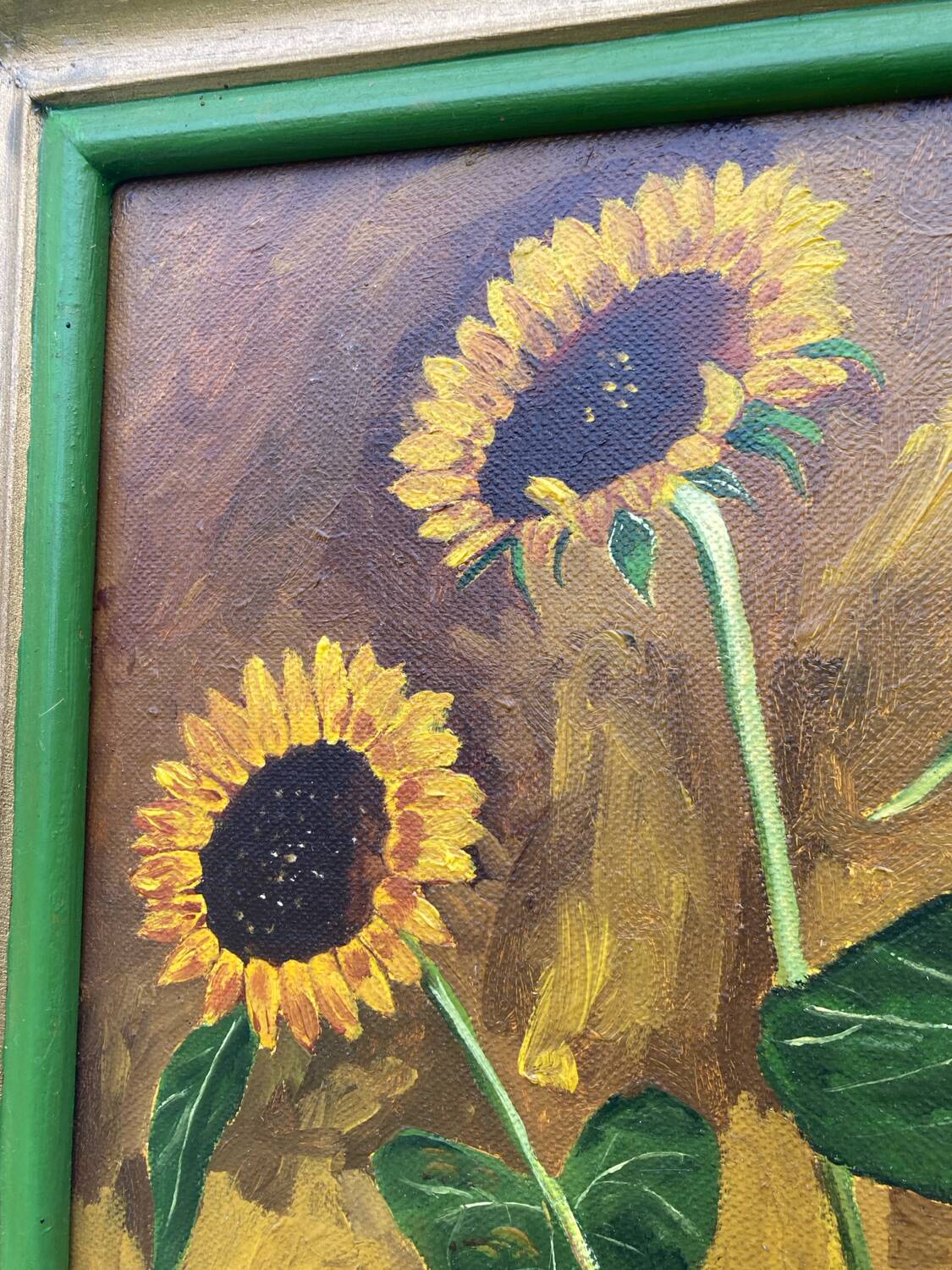 Tableau huile sur toile bouquet tournesol