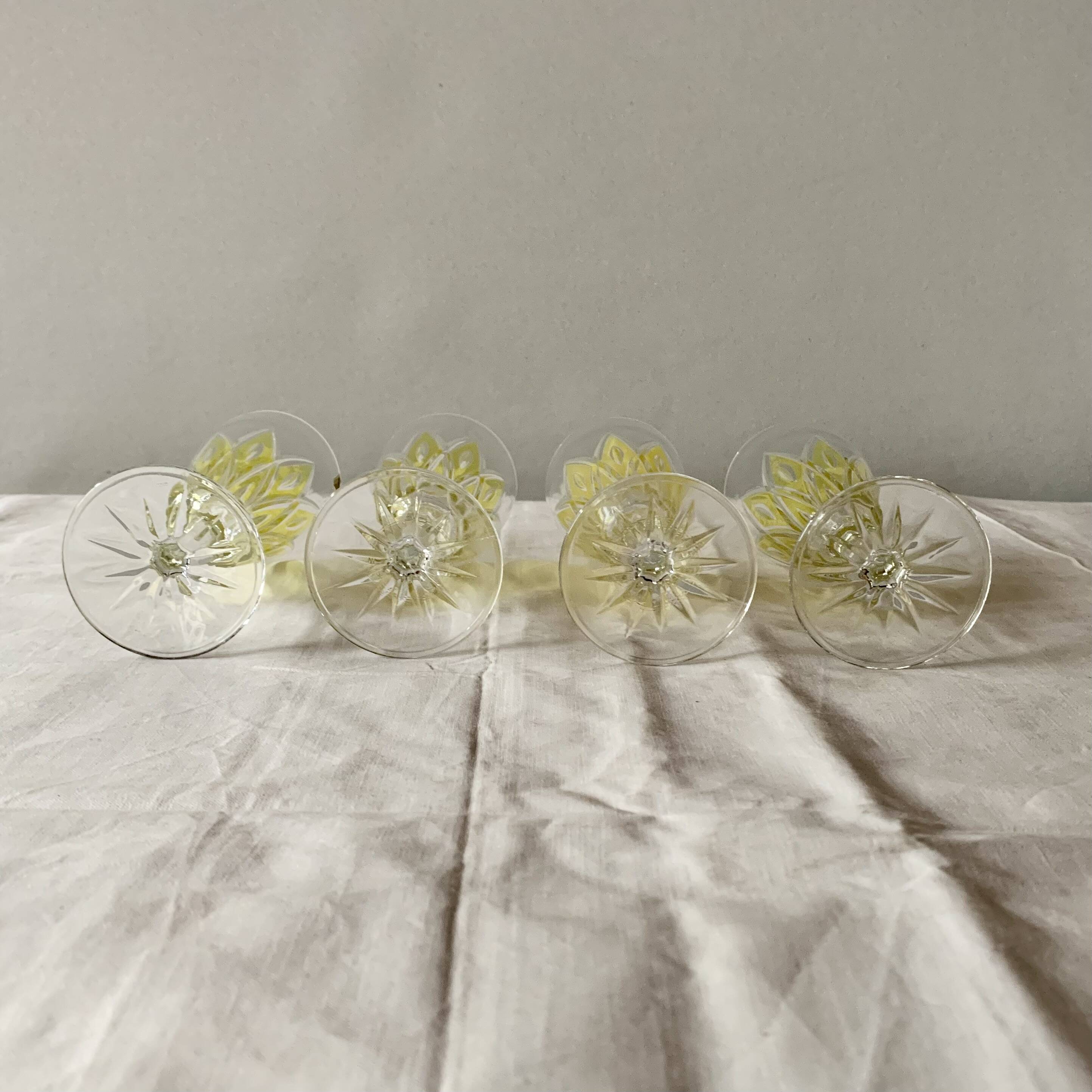 Set of 4 glasses - VMC Reims Arlequin champagne flutes - yellow decor