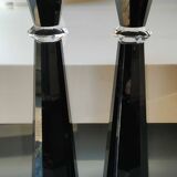 Pair of Asiatides Candlesticks/Copenhagen Model. Diamond inclusion