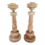 Pair of candlestick candlestick in onyx and brass H28cm TBE