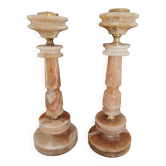 Pair of candlestick candlestick in onyx and brass H28cm TBE