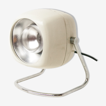 Vintage lay lamp by Harvey Guzzini for Harvey Luce, made in Italy, white metal lamp, space age, 60's