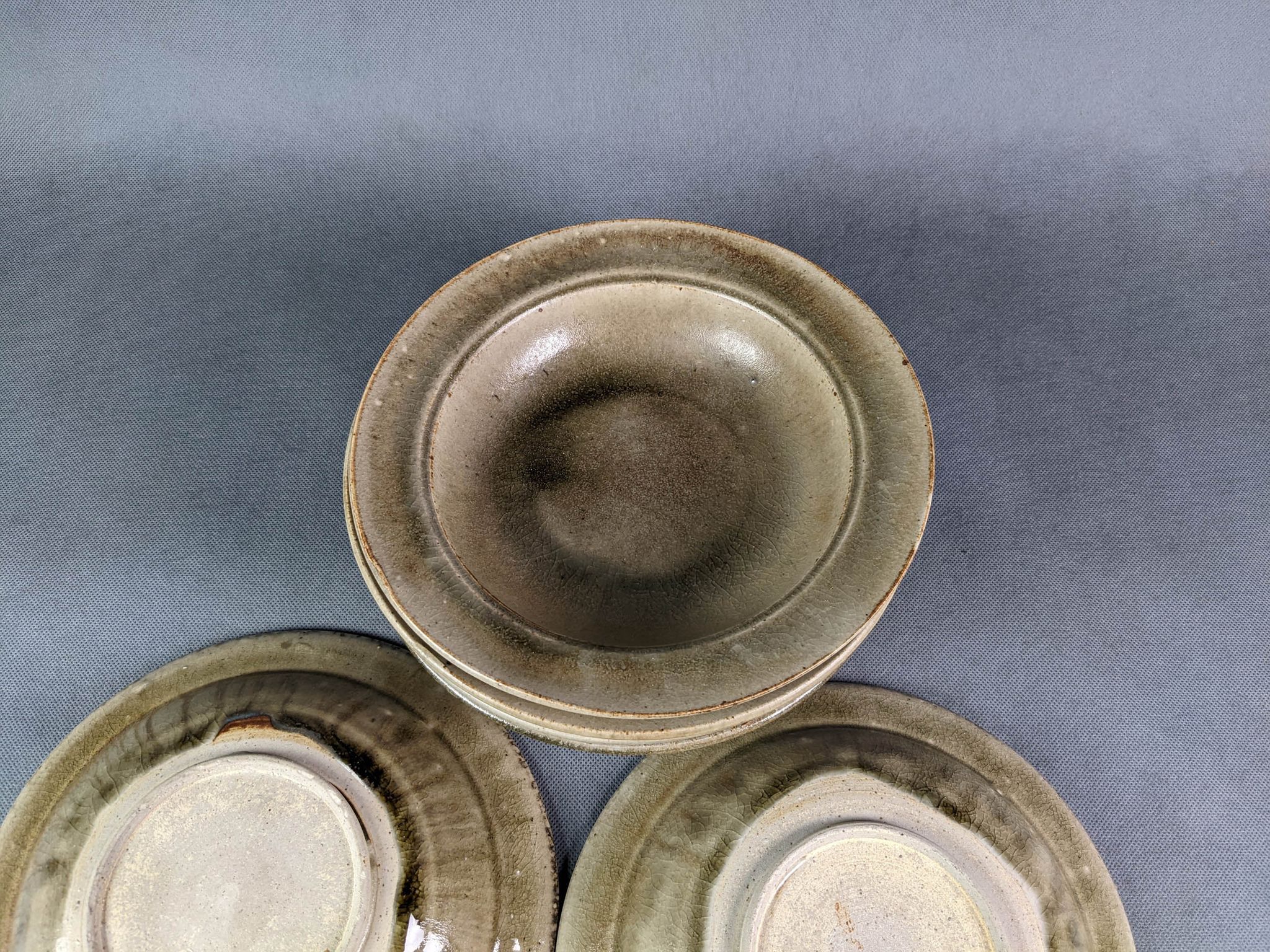 Blanot stoneware, series of 6 hollow plate vintage