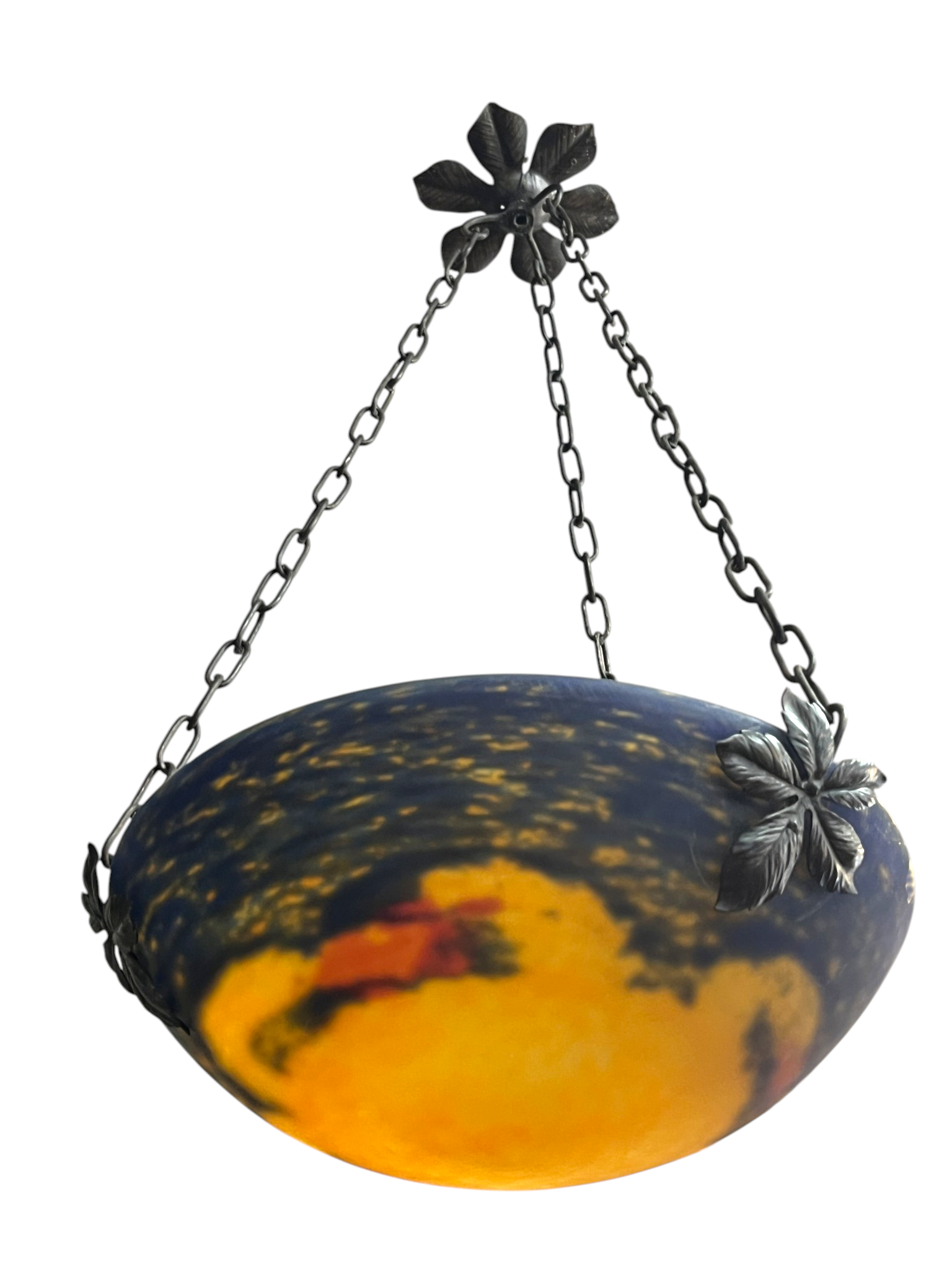 Art Deco, marbled glass pendant by Noverdy circa 1940.