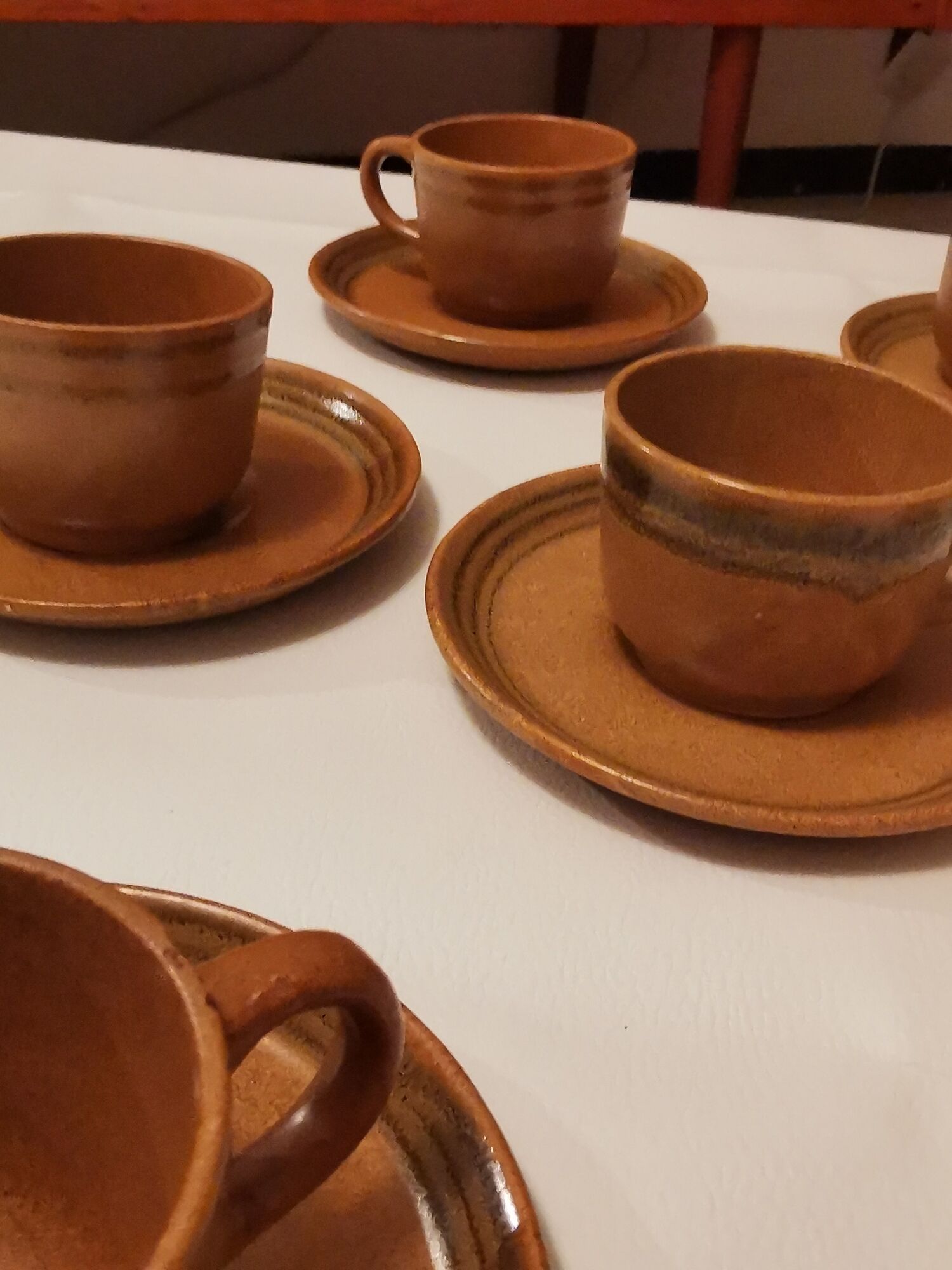 Coffee service or tea in Sarguemine sandstone from the 'Art Workshop of Lorraine'